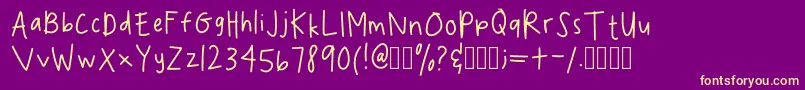 Fonte SpookydeeeHandwritingRegular – fontes amarelas em um fundo roxo