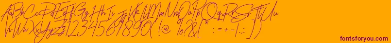 Rhesmanisa-Schriftart – Violette Schriften auf orangefarbenem Hintergrund