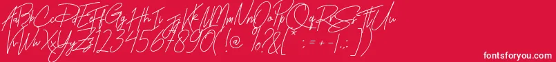 Rhesmanisa-Schriftart – Weiße Schriften auf rotem Hintergrund
