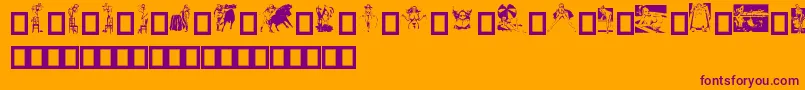 フォントDollybat – オレンジの背景に紫のフォント