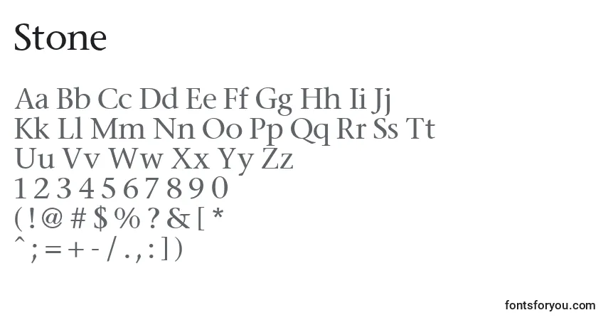 Czcionka Stone – alfabet, cyfry, specjalne znaki