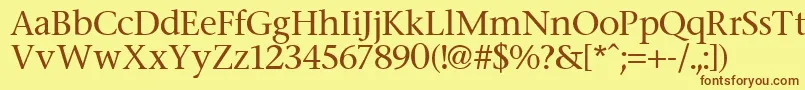 フォントStone – 茶色の文字が黄色の背景にあります。