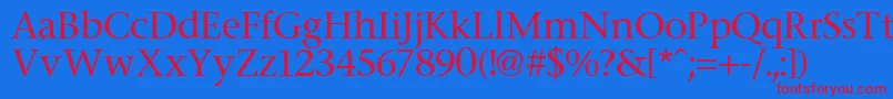 Stone-Schriftart – Rote Schriften auf blauem Hintergrund