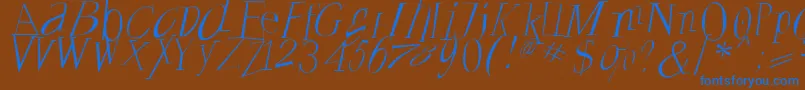 フォントFrancoforteserifus – 茶色の背景に青い文字