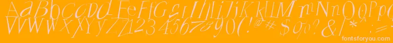 Francoforteserifus-Schriftart – Rosa Schriften auf orangefarbenem Hintergrund