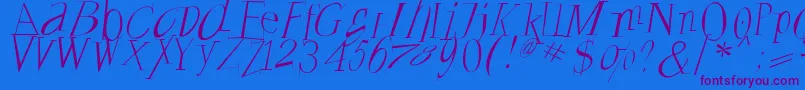 Francoforteserifus-Schriftart – Violette Schriften auf blauem Hintergrund