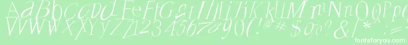 フォントFrancoforteserifus – 緑の背景に白い文字