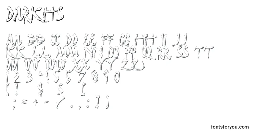 Schriftart Darkhs – Alphabet, Zahlen, spezielle Symbole