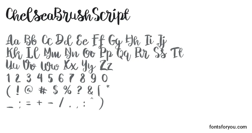 Schriftart ChelseaBrushScript (83995) – Alphabet, Zahlen, spezielle Symbole