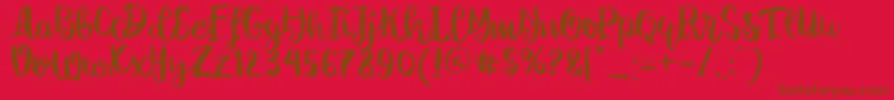 ChelseaBrushScript Font – Brown Fonts on Red Background