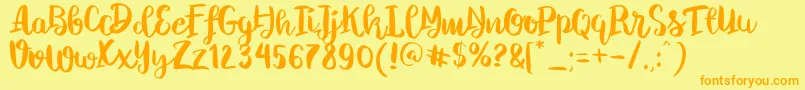 ChelseaBrushScript Font – Orange Fonts on Yellow Background