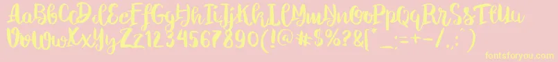 ChelseaBrushScript Font – Yellow Fonts on Pink Background