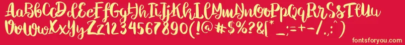 ChelseaBrushScript Font – Yellow Fonts on Red Background