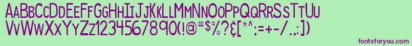 DjbSpeakUp-fontti – violetit fontit vihreällä taustalla