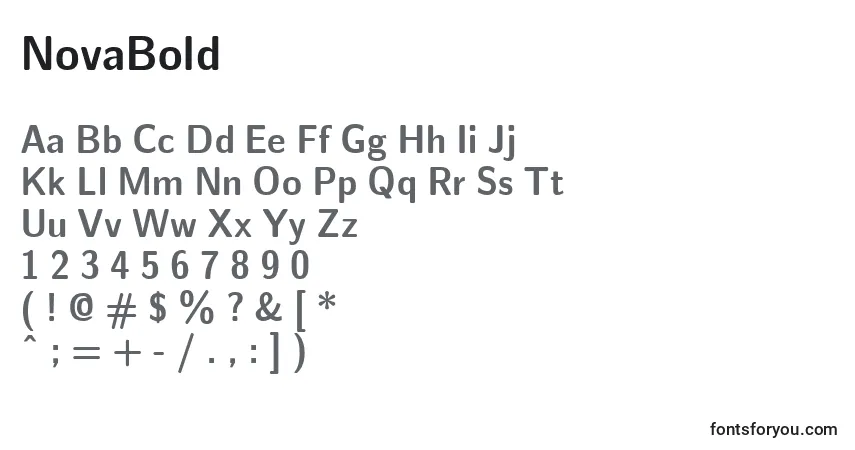 Czcionka NovaBold – alfabet, cyfry, specjalne znaki