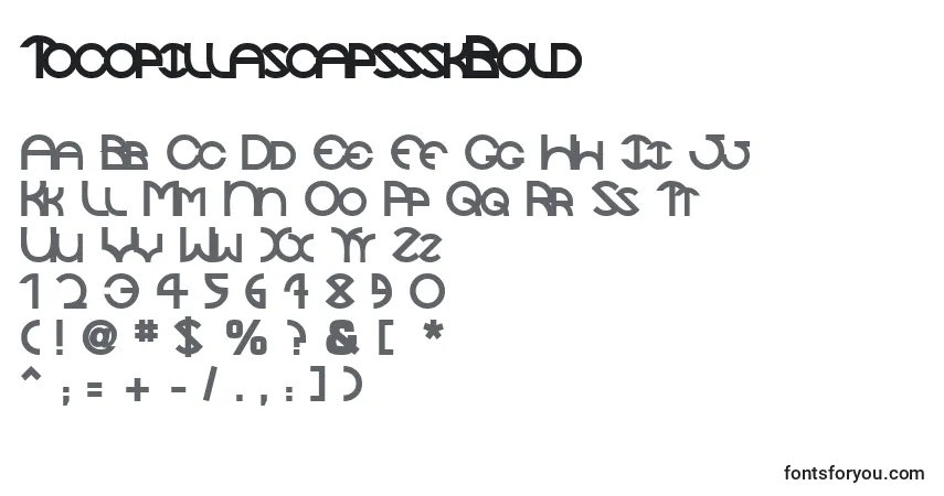 A fonte TocopillascapssskBold – alfabeto, números, caracteres especiais