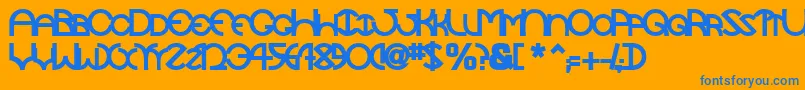 TocopillascapssskBold-Schriftart – Blaue Schriften auf orangefarbenem Hintergrund