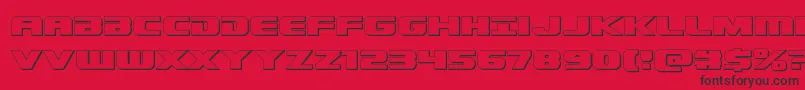 Dekaranger3D-Schriftart – Schwarze Schriften auf rotem Hintergrund