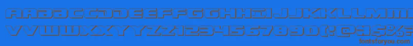 Dekaranger3D-Schriftart – Braune Schriften auf blauem Hintergrund