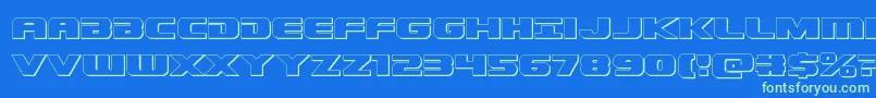 Dekaranger3D-Schriftart – Grüne Schriften auf blauem Hintergrund