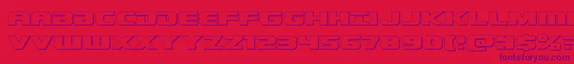 Dekaranger3D-Schriftart – Violette Schriften auf rotem Hintergrund