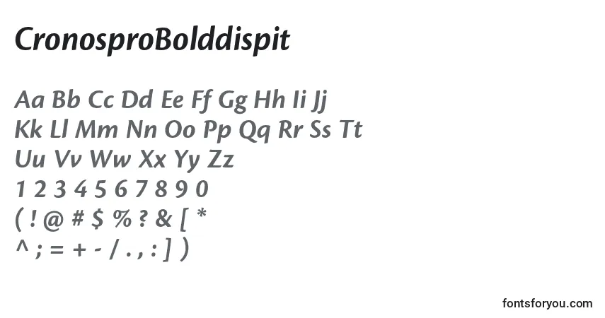 A fonte CronosproBolddispit – alfabeto, números, caracteres especiais