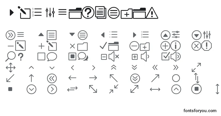 A fonte Eleganticons – alfabeto, números, caracteres especiais