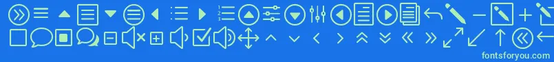 Eleganticons-fontti – vihreät fontit sinisellä taustalla