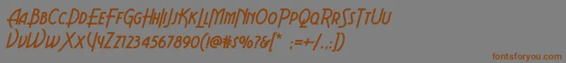 フォントAeroviasbrasilnf – 茶色の文字が灰色の背景にあります。