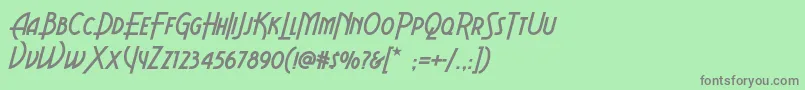 フォントAeroviasbrasilnf – 緑の背景に灰色の文字