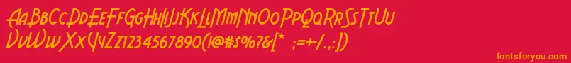 フォントAeroviasbrasilnf – 赤い背景にオレンジの文字