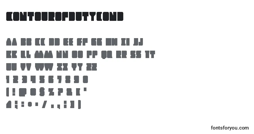 Шрифт Contourofdutycond – алфавит, цифры, специальные символы