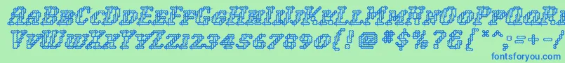 WoollyInline Font – Blue Fonts on Green Background