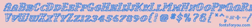 WoollyInline Font – Blue Fonts on Pink Background