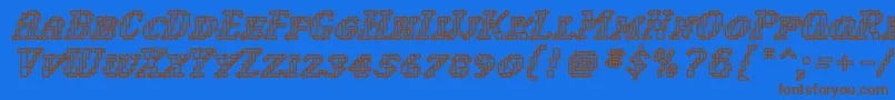 WoollyInline Font – Brown Fonts on Blue Background