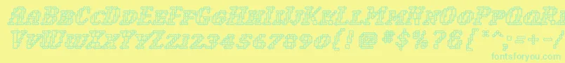 WoollyInline Font – Green Fonts on Yellow Background