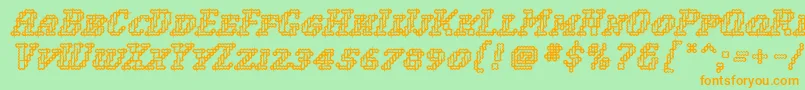 WoollyInline Font – Orange Fonts on Green Background