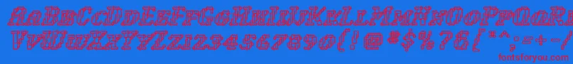 WoollyInline Font – Red Fonts on Blue Background