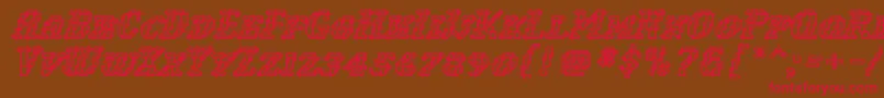 WoollyInline Font – Red Fonts on Brown Background