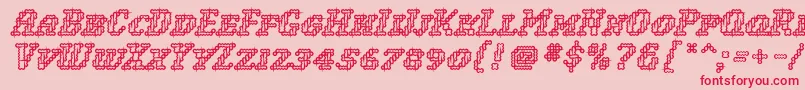 フォントWoollyInline – ピンクの背景に赤い文字