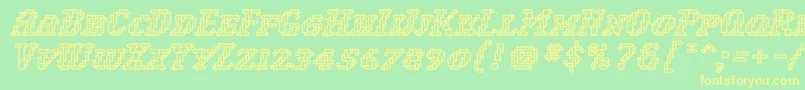 WoollyInline-Schriftart – Gelbe Schriften auf grünem Hintergrund