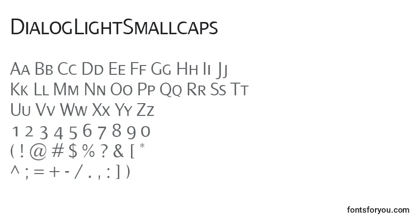 Шрифт DialogLightSmallcaps – алфавит, цифры, специальные символы