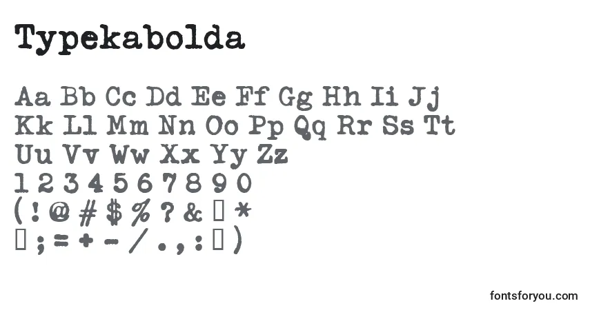 Czcionka Typekabolda – alfabet, cyfry, specjalne znaki