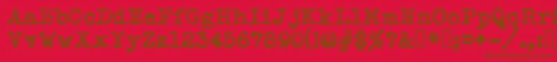 Typekabolda-Schriftart – Braune Schriften auf rotem Hintergrund