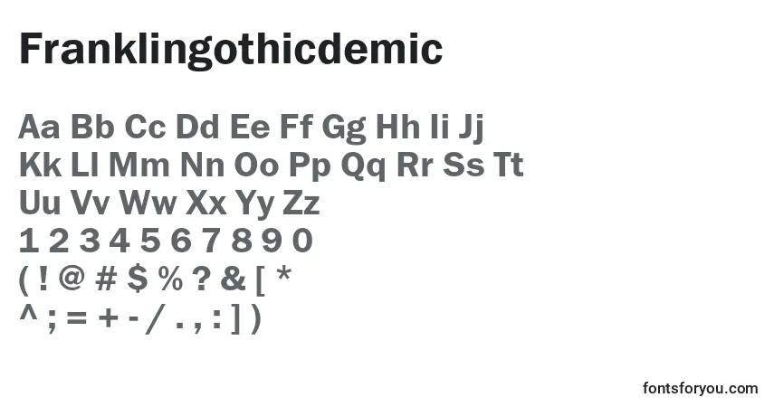 Czcionka Franklingothicdemic – alfabet, cyfry, specjalne znaki