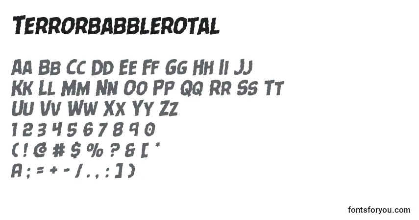 Schriftart Terrorbabblerotal – Alphabet, Zahlen, spezielle Symbole