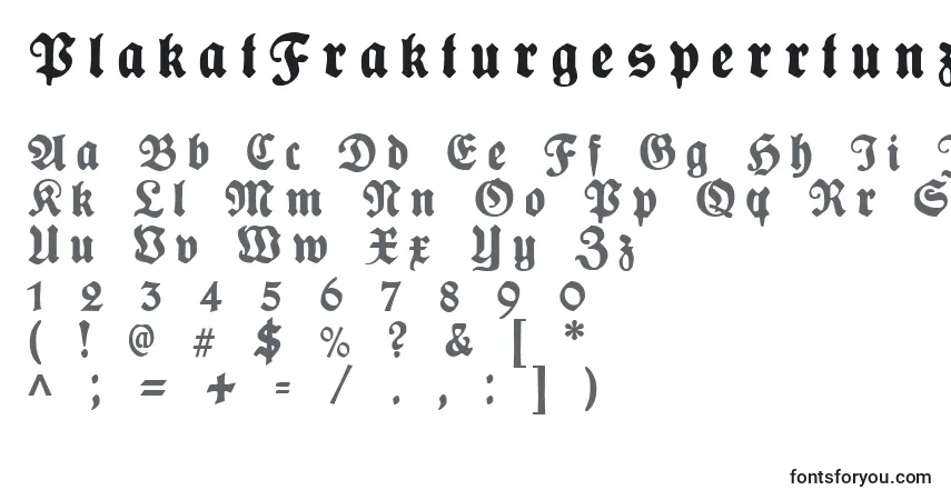 Fuente PlakatFrakturgesperrtunz1l - alfabeto, números, caracteres especiales