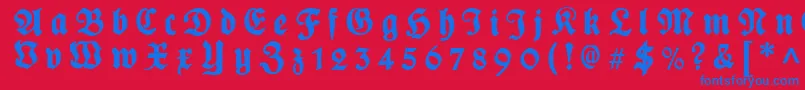 PlakatFrakturgesperrtunz1l Font – Blue Fonts on Red Background