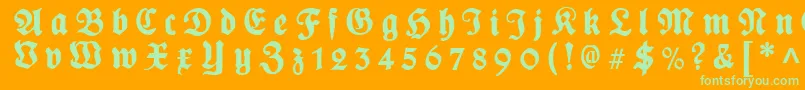 PlakatFrakturgesperrtunz1l Font – Green Fonts on Orange Background