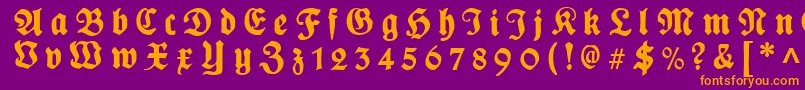 PlakatFrakturgesperrtunz1l Font – Orange Fonts on Purple Background